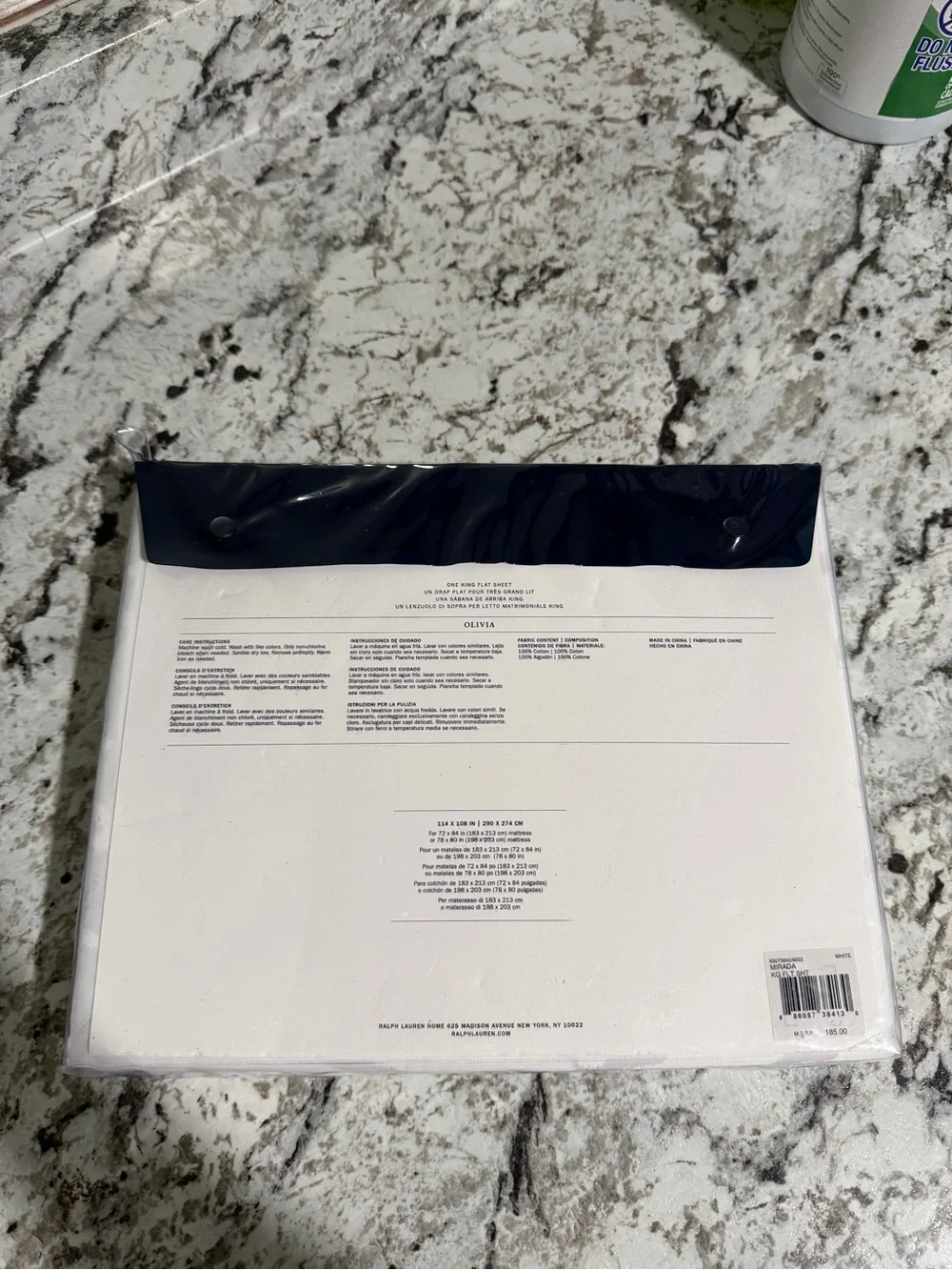 Ralph Lauren Home Olivia Collection Mirada 100% Cotton Flat Sheet - KING - White